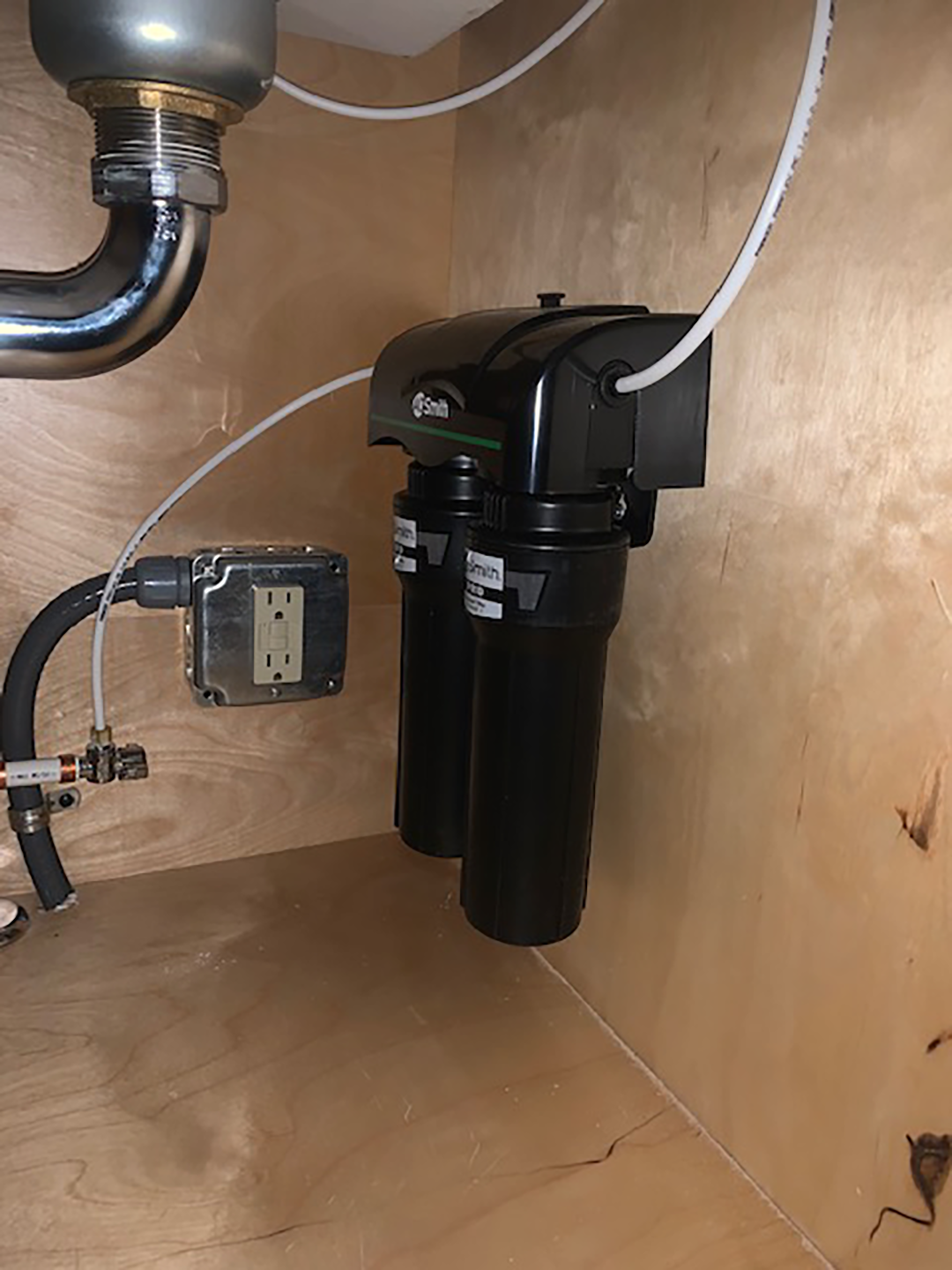 under-sink-water-filtration-system-installation-shelby-nc Under-sink residential water filtration system installed by Ohmstead Plumbing in Shelby North Carolina to help improve drinking water quality and reduce sediment, hardness, and common foothill water issues in Cleveland County homes.